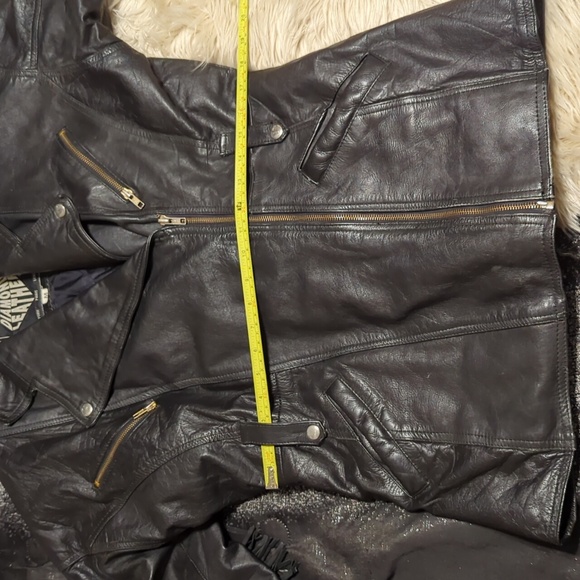 Vintage VTG Diamond Leather motorcycle moto fringe jacket coat sz M medium - Picture 6 of 16